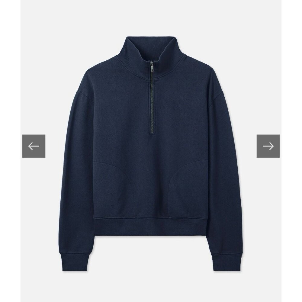 Mate The Label Organic Fleece Half Zip Sweatshirt Midnight Nwt Large